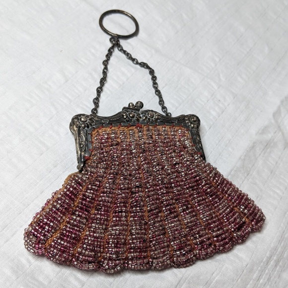 SOLD 🔮 Vintage 1920's Purple Beaded Coin Purse 20s Flapper Bag - SMALL - Picture 5 of 8